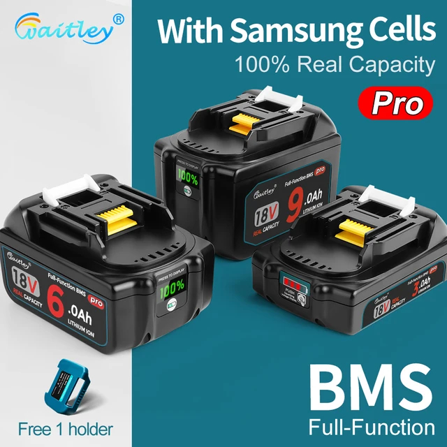Batterie Waitley Pro pour outils électriques Makita 18V, batteries rechargeables avec cellules Samsung/accessoires d'outils de remplacement BL1860 1