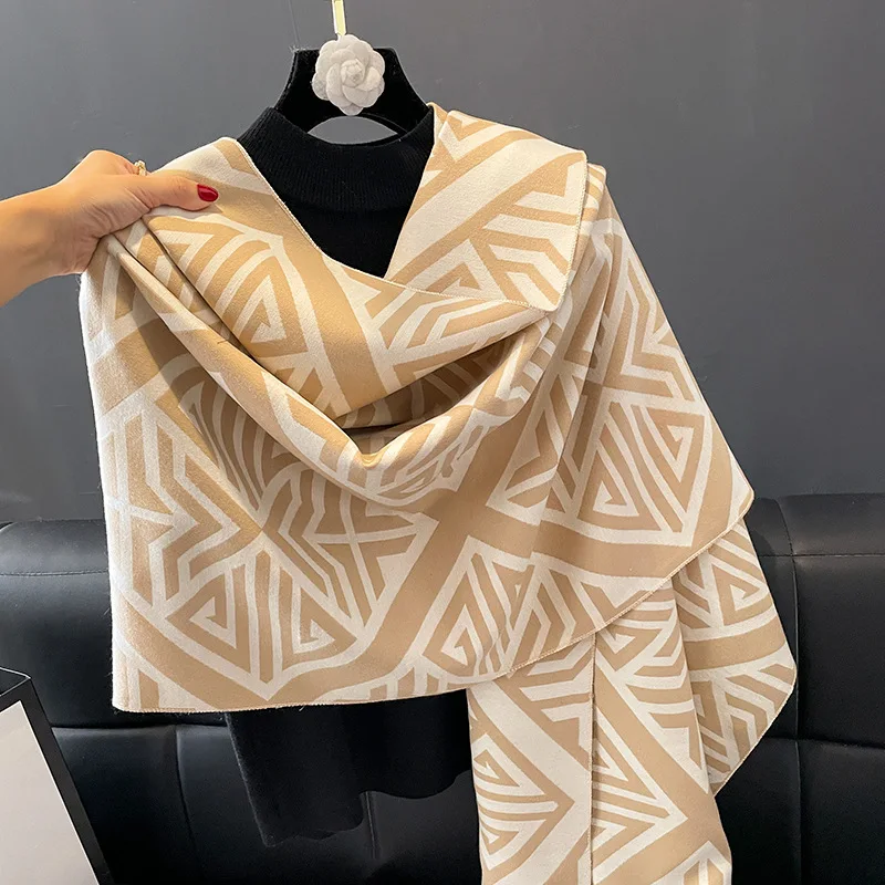 

Designer Brand Scarf Women Winter Shawl Wraps Warm Cashmere Scarves Pashmina Blanket Geometric Print Bufanda Female Foulard 2023