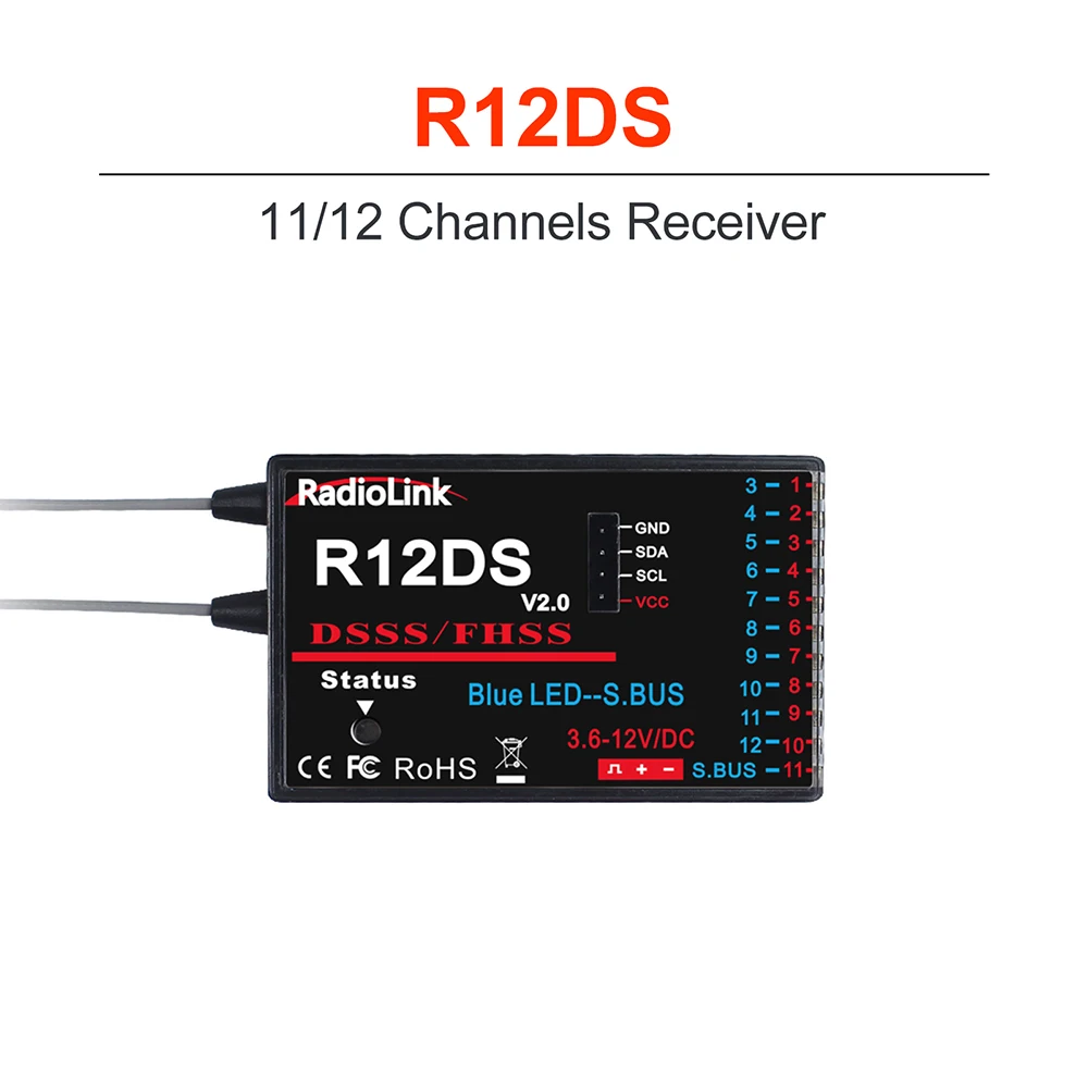 Récepteur RC RadioLink R12DS R9DS R6DS 2.4G 6-12CH pour AT10II/AT9S Pro