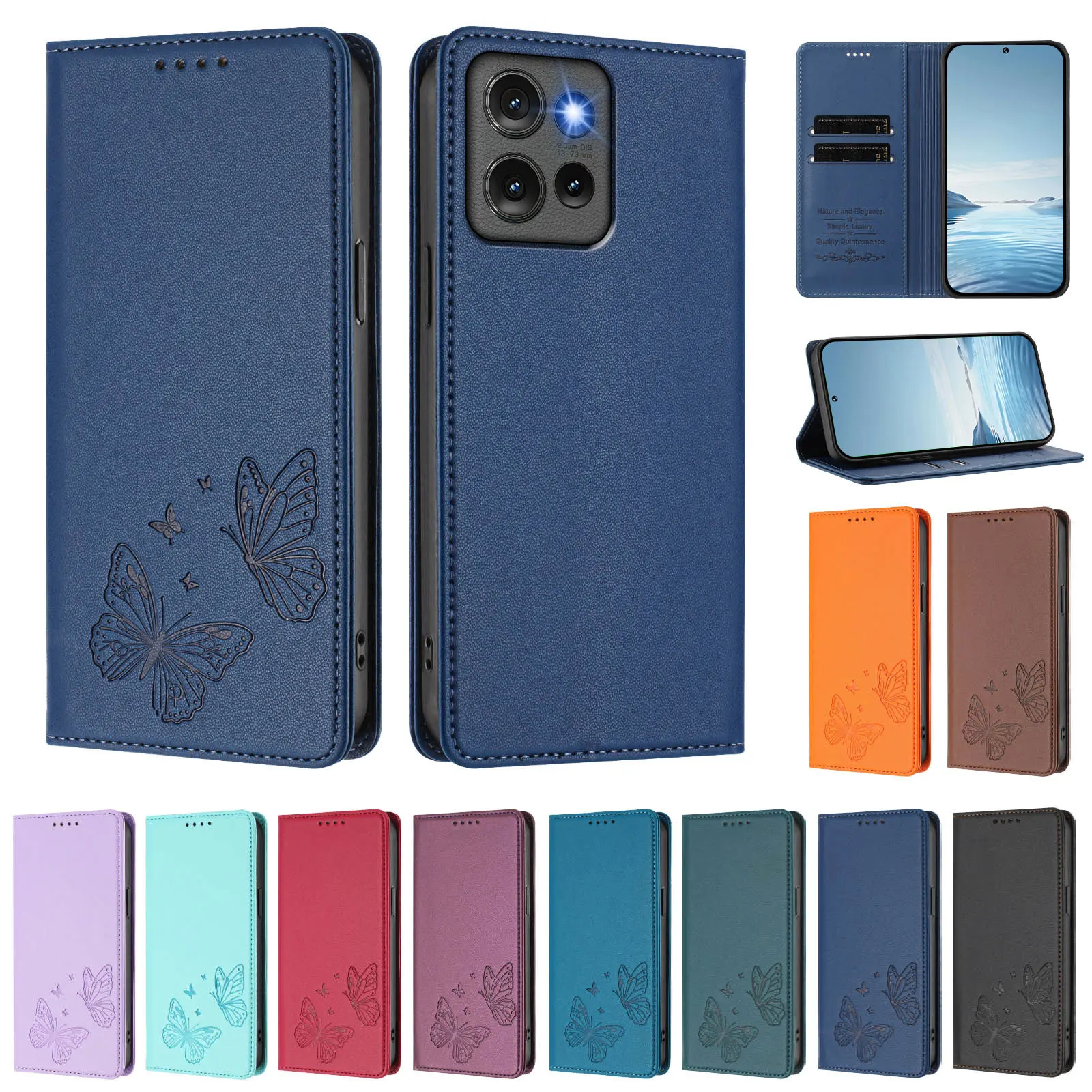 Luxury Leather Wallet Flip Case with Card Slot & Stand - Shockproof Phone Cover
