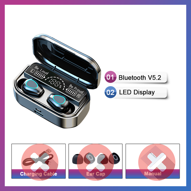 Bluetooth 5.2 Earphones 3500mAh Charging Box Wireless Headphone 9D Stereo Noise reduction Waterproof Headsets With Mic