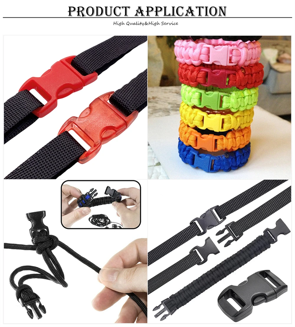30 Teile/paket 10mm Seite Release Schnalle Gebogene Fallschirm 550 Paracord Armband Clip Katze Kragen Gurtband Rucksack DIY Accessori – Detail 9