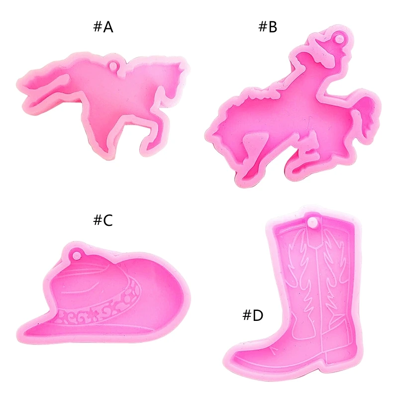 Y51E 1/4Pcs Knight Hat Boot Horse Keychain Epoxy Resin Mold Backpack Bag Pendant Handmade Silicone Mould DIY Crafts Tools