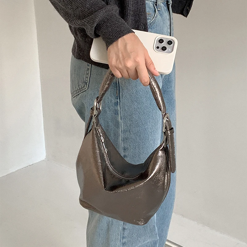 Women's Hobos Handbag Designer Brand Luxurious Waxed PU Leather Ladies Shoulder Bags And Purses Girls Trendy Totes Wallet Small