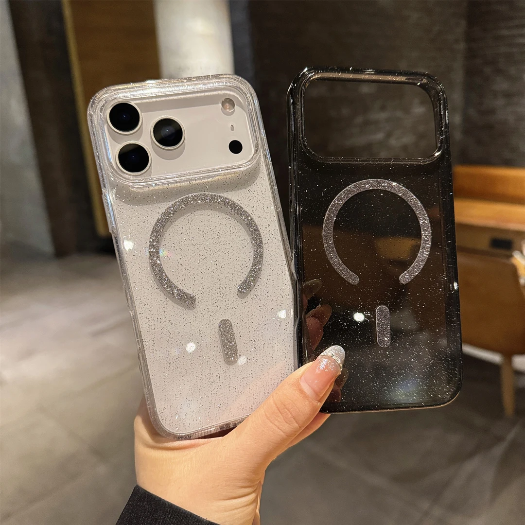 Luxury Elegant Sparkling Glitter Magnetic Wireless Charging Shockproof Phone Case