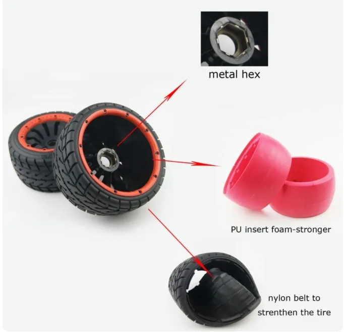 170mm Front Rear On Road Belted Tire wheel set For 1/5 rc car Baja 5b