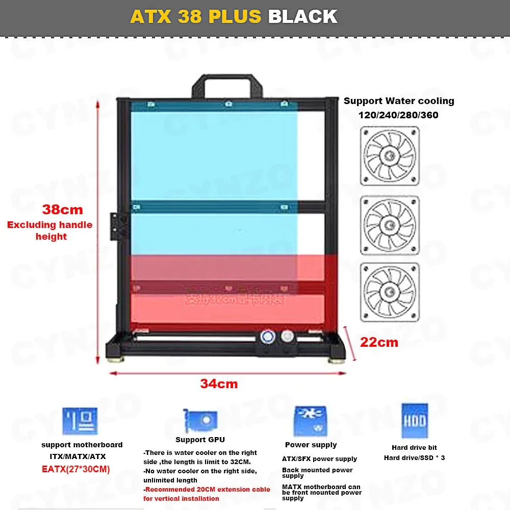 Open Frame Alumínio Desktop Gaming Computador Chassis Rack Faça Você Mesmo Gamers Gabinete Mod Itx Matx pc Case Criativo Atx Eatx Torre - Imagem 4