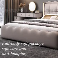 Lit à cadre unique, capitonné, de luxe, moderne, taille Queen, avec tables de chevet et tête de lit, Cama De Lujo Para Dormitorio, mobilier de chambre 5