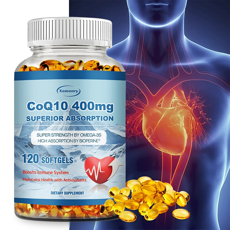 CoQ10 Capsules 400mg-Supports Energy Production Heart Cardiovascular Health Promotes Blood Circulation Antioxidant coq10 capsules