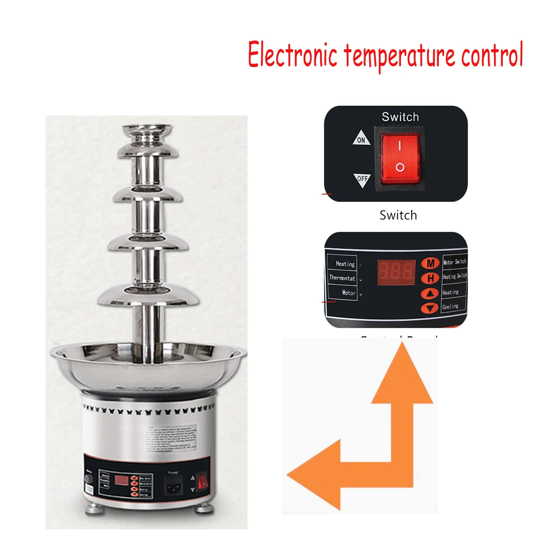 Máquina Elétrica Comercial Fonte de Chocolate Melter Chocolate, Chocolate Aquecimento Forno de Derretimento, 4 Tiers, 5 Tiers, 6 Tiers, 7Tiers