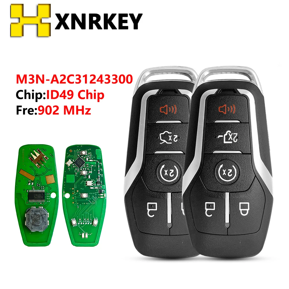 XNRKEY M3N-A2C31243300 Car Remote Key for Ford Fusion Explorer Edge Mustang 2013-2017 FSK902MHZ ID49 Smart Card