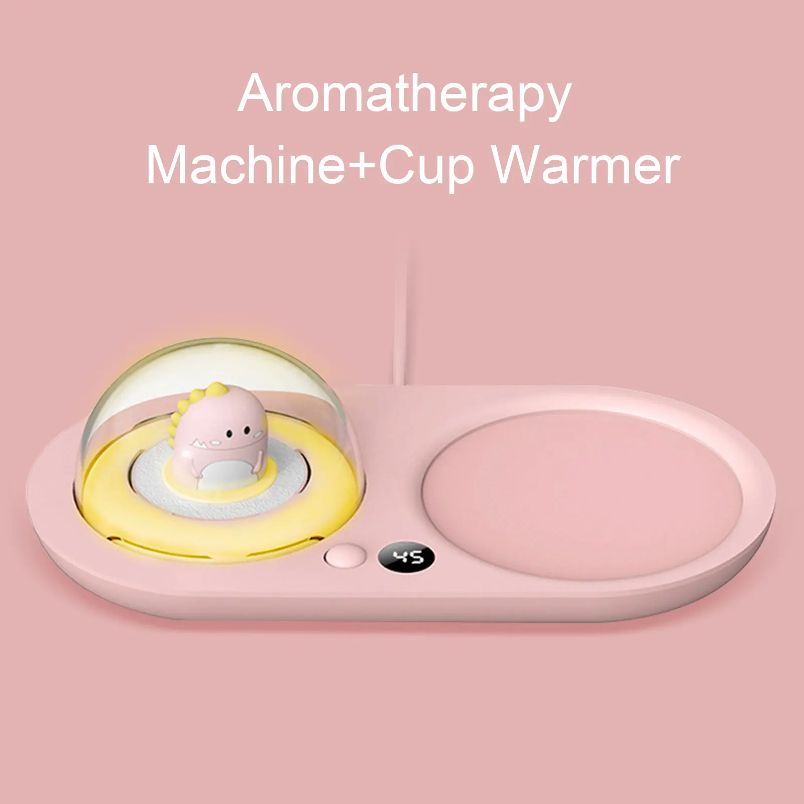 Mug Warmer 20W 3 Temperature Settings Smart Cup Warmer with Cute Dinosaur Night Light Aroma Diffuser 110-220V 2