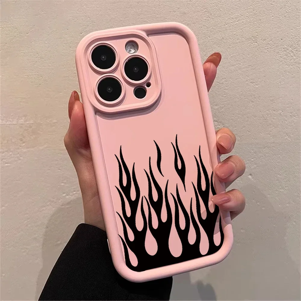 Sleek Black Flame Silicone Shockproof Phone Case