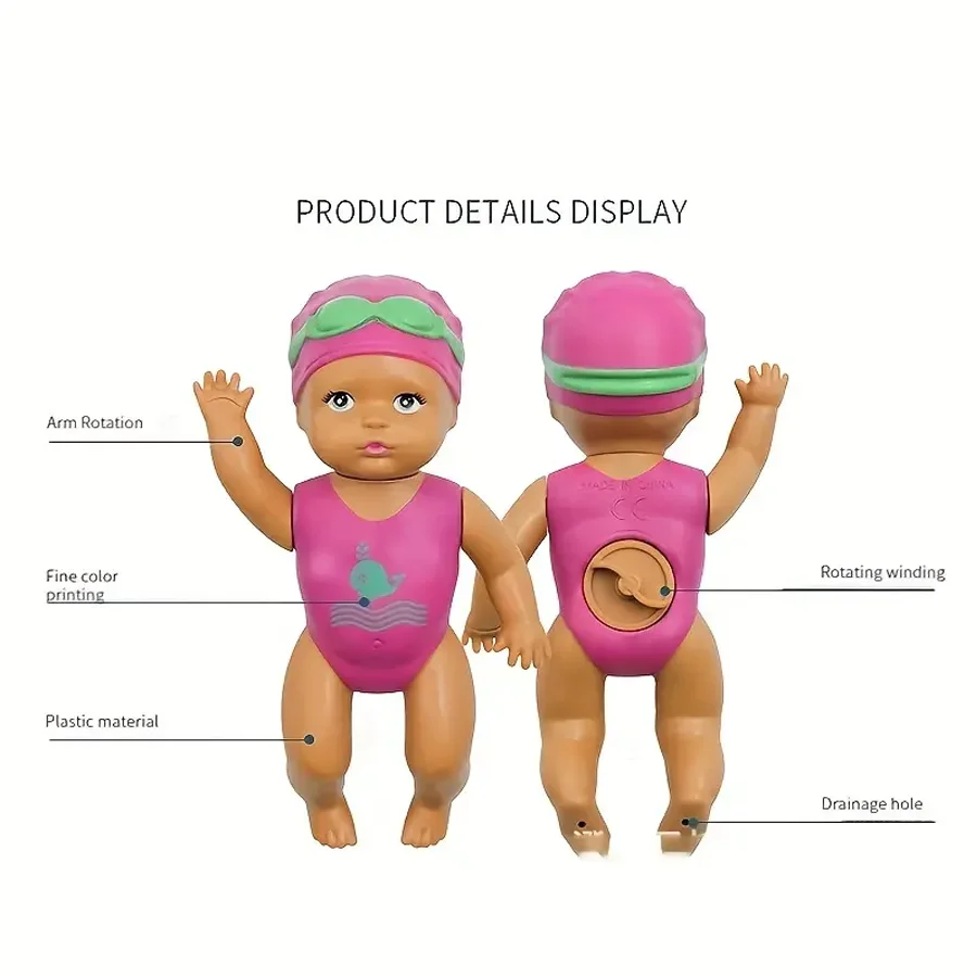 Fun swimming doll simulation wind-up doll model children's bathing and bathing bathroom toys 4