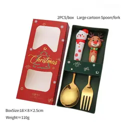 Festive Stainless Steel Spoon and Fork Gift Set - Creative Tableware for Coffee, Tea, and Dessert (2PC Spoon Fork B)