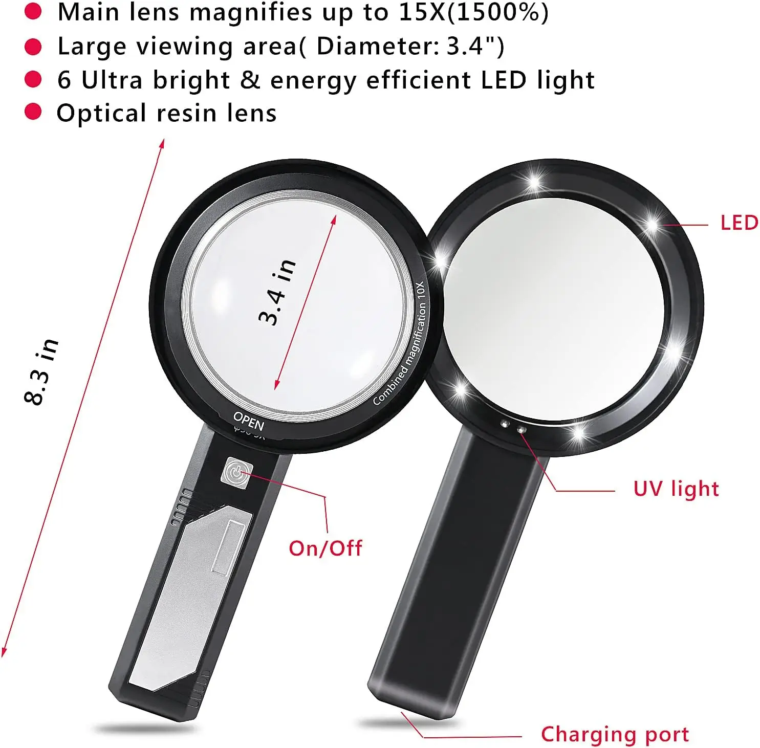 Lens Diameter 75mm 90mm 110mm Optical HD Magnifying Glass Handheld Reading  Magnifier For Book Reading Loupe - AliExpress