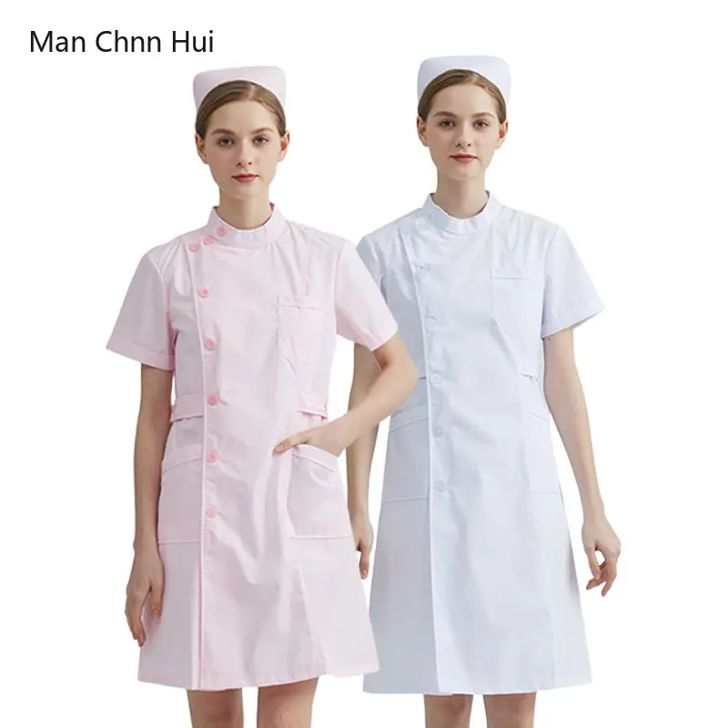 

Nurse Uniform for Women Medical Clothes Hospital Short-Sleeved Workwear Laboratory Coat Beauty Salon Female Solid Color Overalls