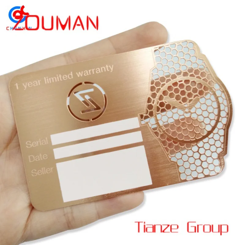 Custom , hol Stainls steel laser cut etal RFID busins card