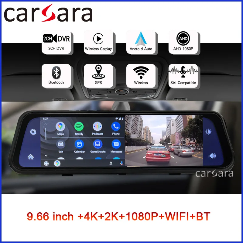 Androidauto Smart Mirror CarPlay AutoKit for BUS TRUCK Saloon Wecker Taxi Notchback Trailer Station Wagon Compact Car Van Auto
