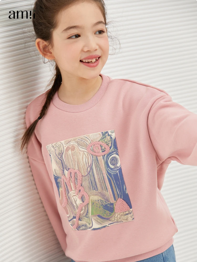

Amii Kids Autumn Winter Sweatshirt for Girls Thick Warm Turtleneck Printed Long Sleeves Sweatshirts Children's Clothing 22270008