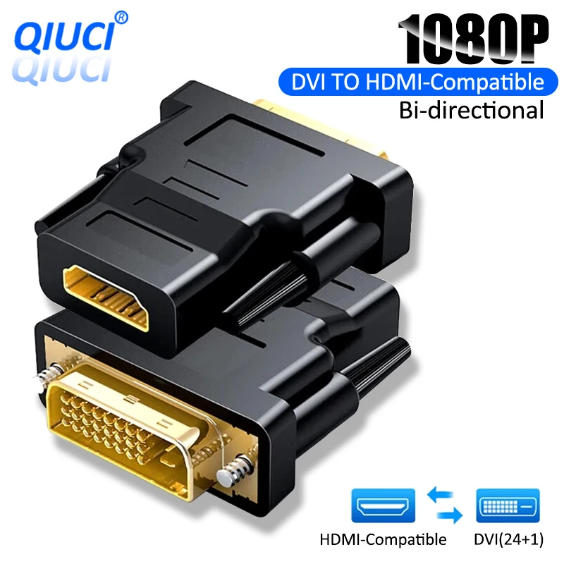1080P DVI to HDMI-Compatible Cable Adapter hdmi to dvi converter hdmi compatible converter dvi to hdtv cable hdmi to dvi cable DVI Male to Female Bi-directional Connector Converter for PS3 Projector Laptop TV Box