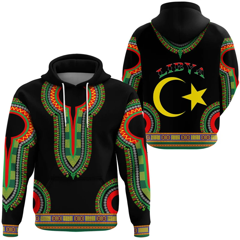 thumbnail image 1 of Sudadera con capucha con estampado de la bandera de Libia, nueva moda de primavera y otoño, sudaderas con capucha con emblema de país africano LY, sudaderas con capucha Y2K, jerséis de manga larga, 1 of 5