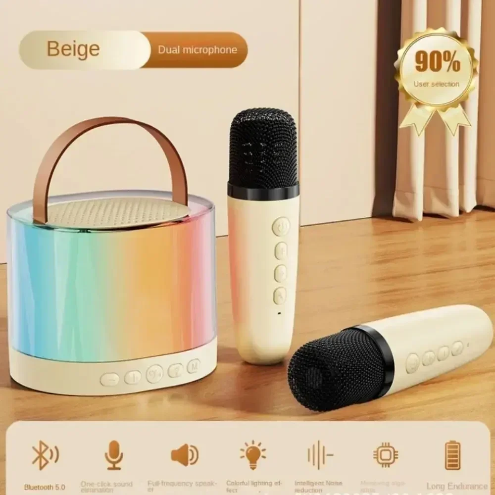 Karaoke Speakers K52 Wireless Bluetooth Speaker Multifunction with 2 Microphone RGB Portable Music Player for Child Home Gift karaoke speakers