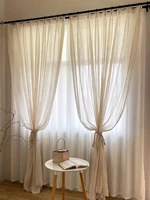 Japanese Home Wabi-Sabi Wind Small Press Crepe Linen Cotton Curtain Gauze Curtain Custom Light Micro Transparent People 2