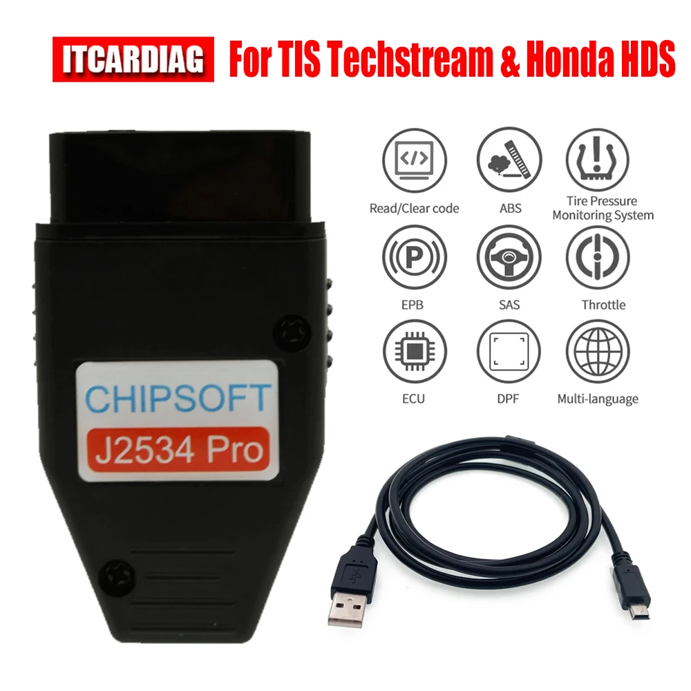 Chipsoft J2534 Pro Per Toyota Tis Techstream 17.30.011 Strumento Diagnostico Vci E Per Scanner Obd Per Cavi Honda Hds 3.102.051 2 In 1