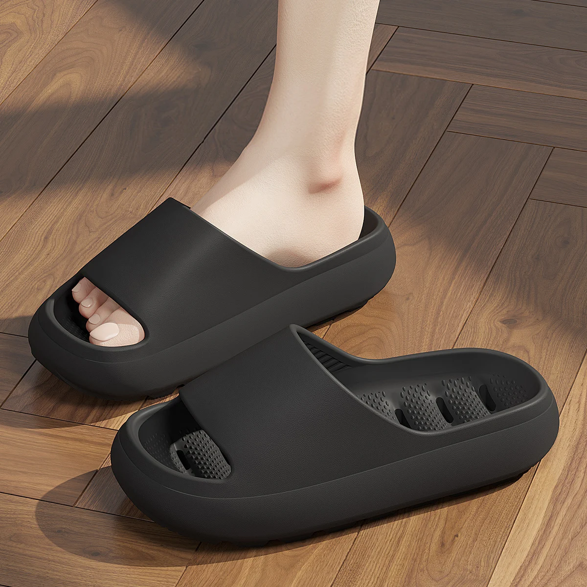Eva Perforated Shower Slippers Non-slip Summer Slides For Unisex_voghion.com