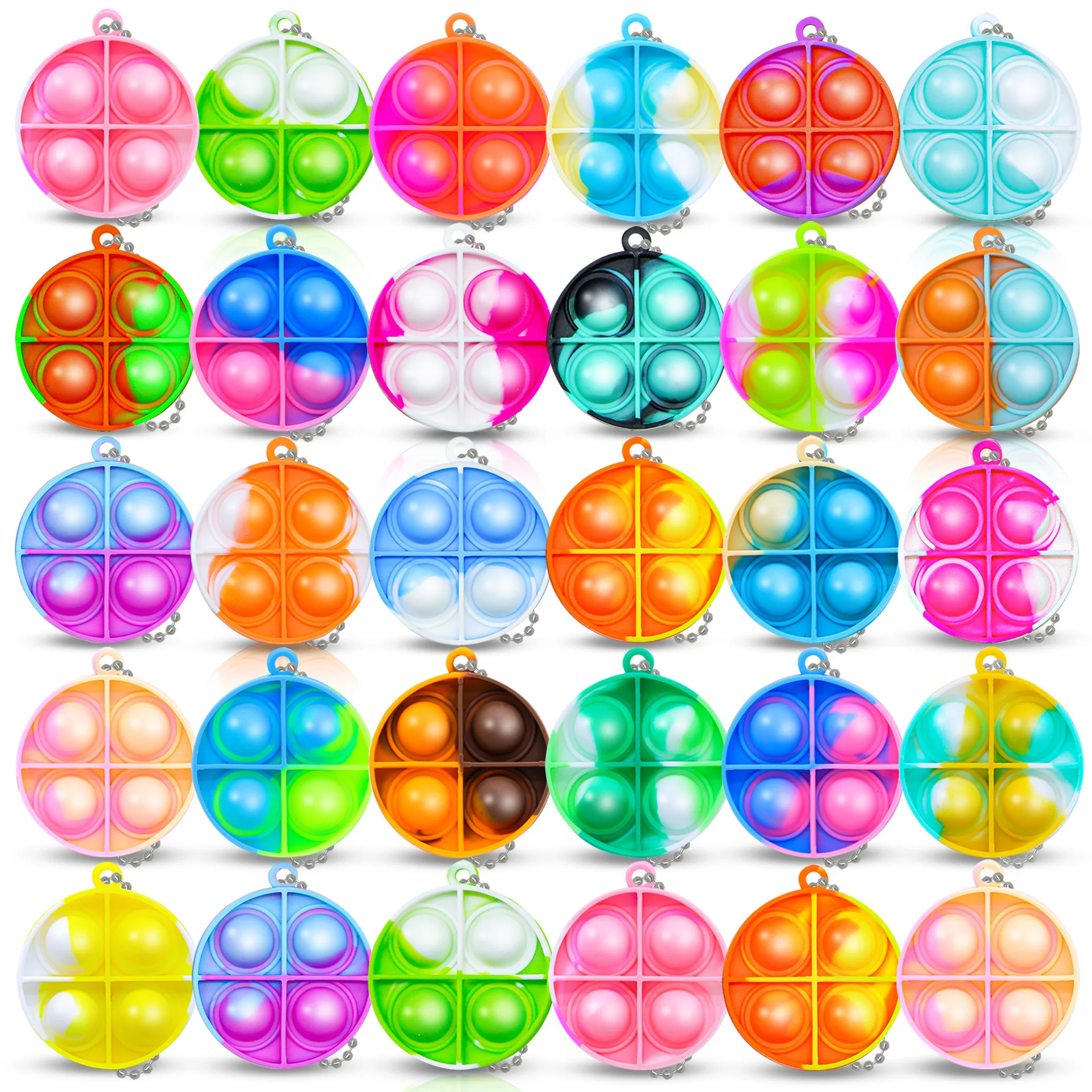10/30/50PCS Mini Keychain Toddler Sensory Fidget Toys Bulk for Classroom Prizes Kids Birthday Party Favors Goodie Bag Stuffers