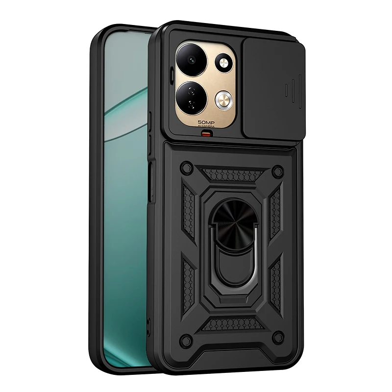Armor Slide Camera Ring Kickstand Protective Phone Case Cover