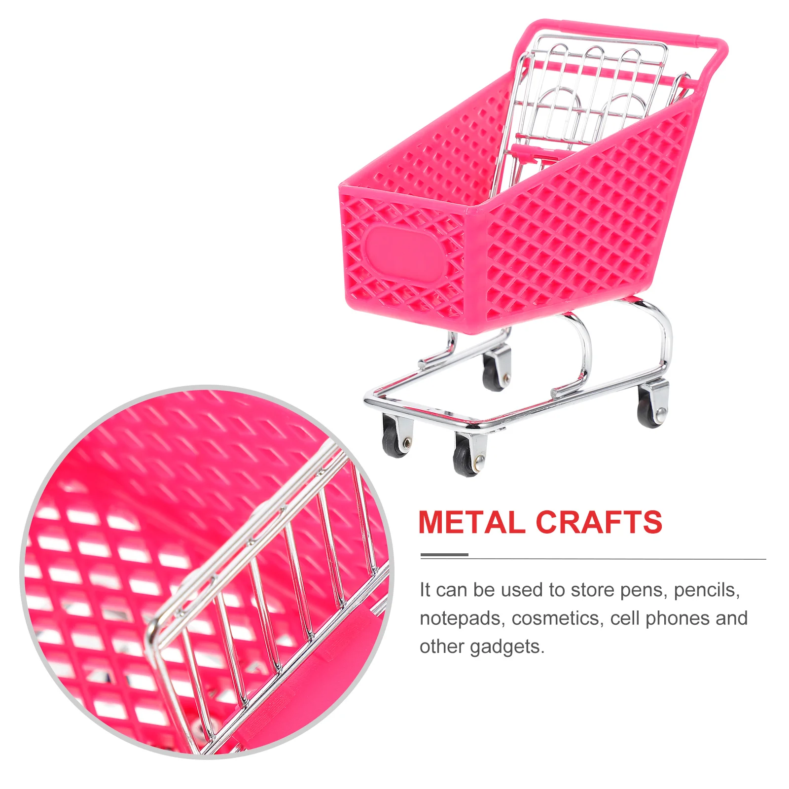 Shopping Cart Storage Basket Creative Hamper Desk Mini Iron Craft Organizer Child Baskets 3