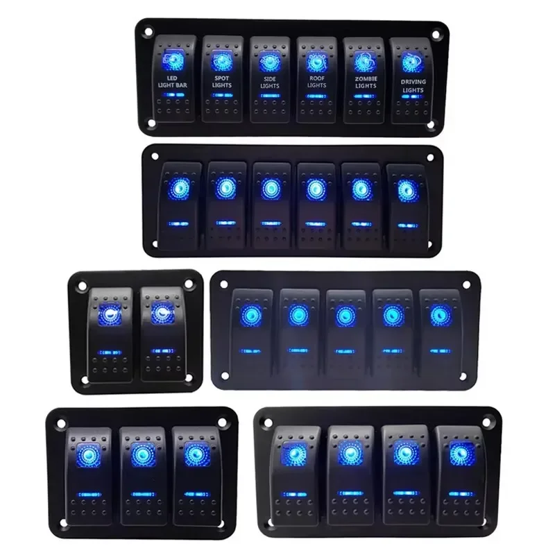 12/24V Switch Panel 8 Gang Marine Car Boat Aluminum 5 Pin On/Off Toggle ...