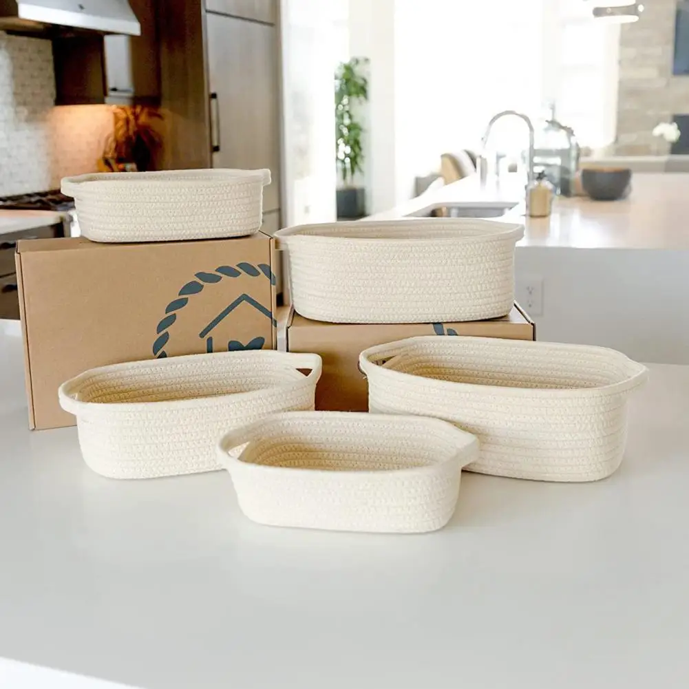 

Woven Storage Basket Stylish Gift Basket Stylish Durable Woven Cotton Rope Baskets with Handles for Home Organization Bedroom