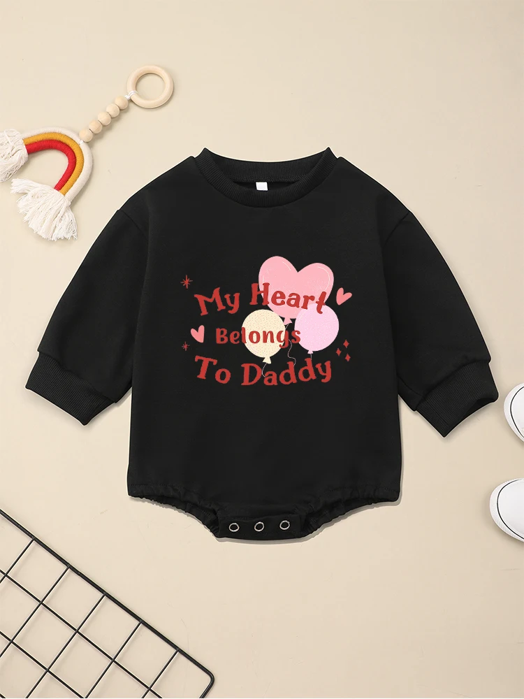 

My Heart Belongs to Daddy Cute Baby Boy Girl Clothes Onesies Long Sleeve Aesthetic Kawaii Harajuku Newborn Bodysuit Dropship