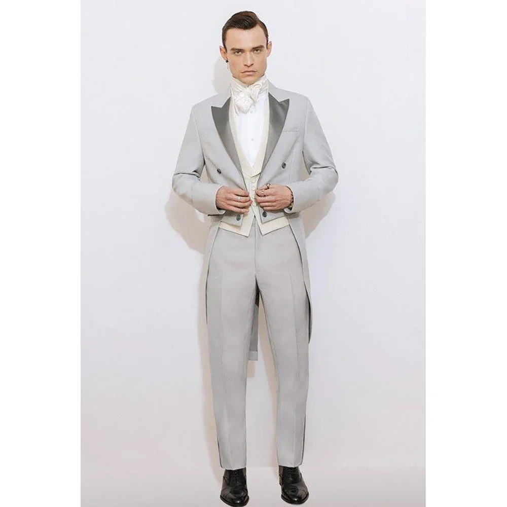 

Custom Gentleman High-end Tuxedo Men Suit 3 Pieces Blazer+Pants+Vest New Handsome Formal Performing Wedding Tailored Set