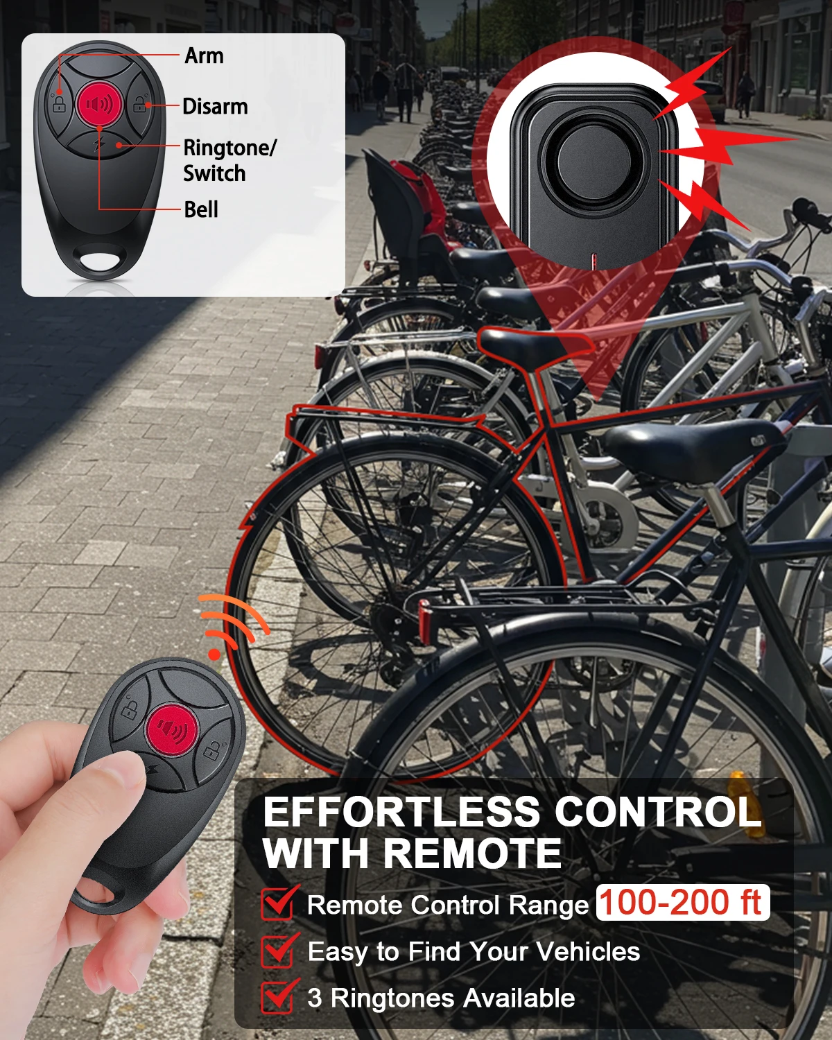 Extractme – alarme anti-cambriolage pour moto, sans fil, étanche, Vibration, avec lumière Led, alarme de Protection de sécurité pour moto 5