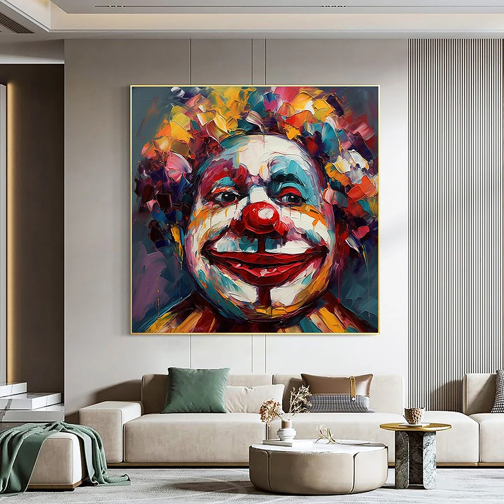 Dipinti Ad Olio Dipinti A Mano Figurativo Clown Street Clown Pittura A Olio Pagliaccio Originale Joker Clown Canvas Wall Art Home Decor