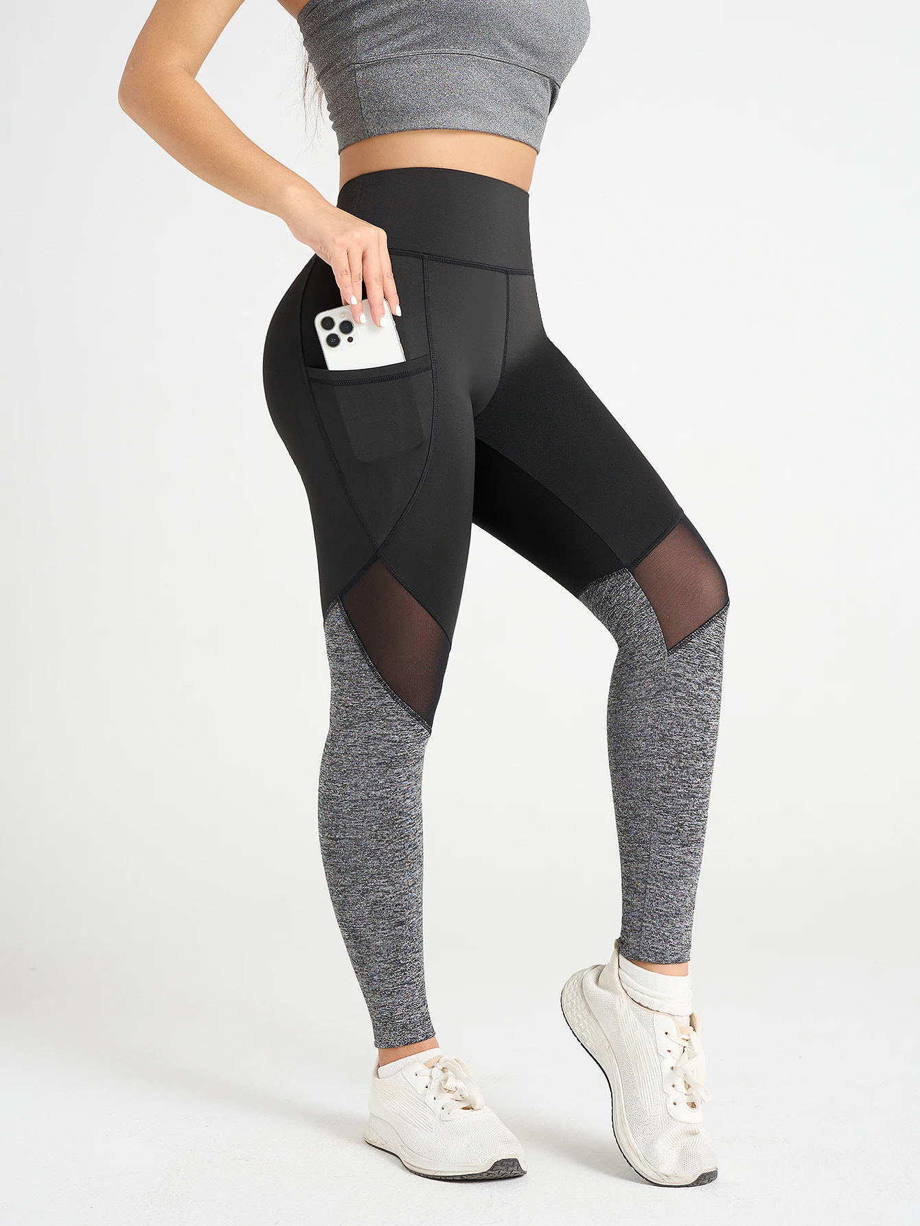 Description Picture 5 of itemSexy pocketed patchwork yoga pants and mesh fitness tights for women