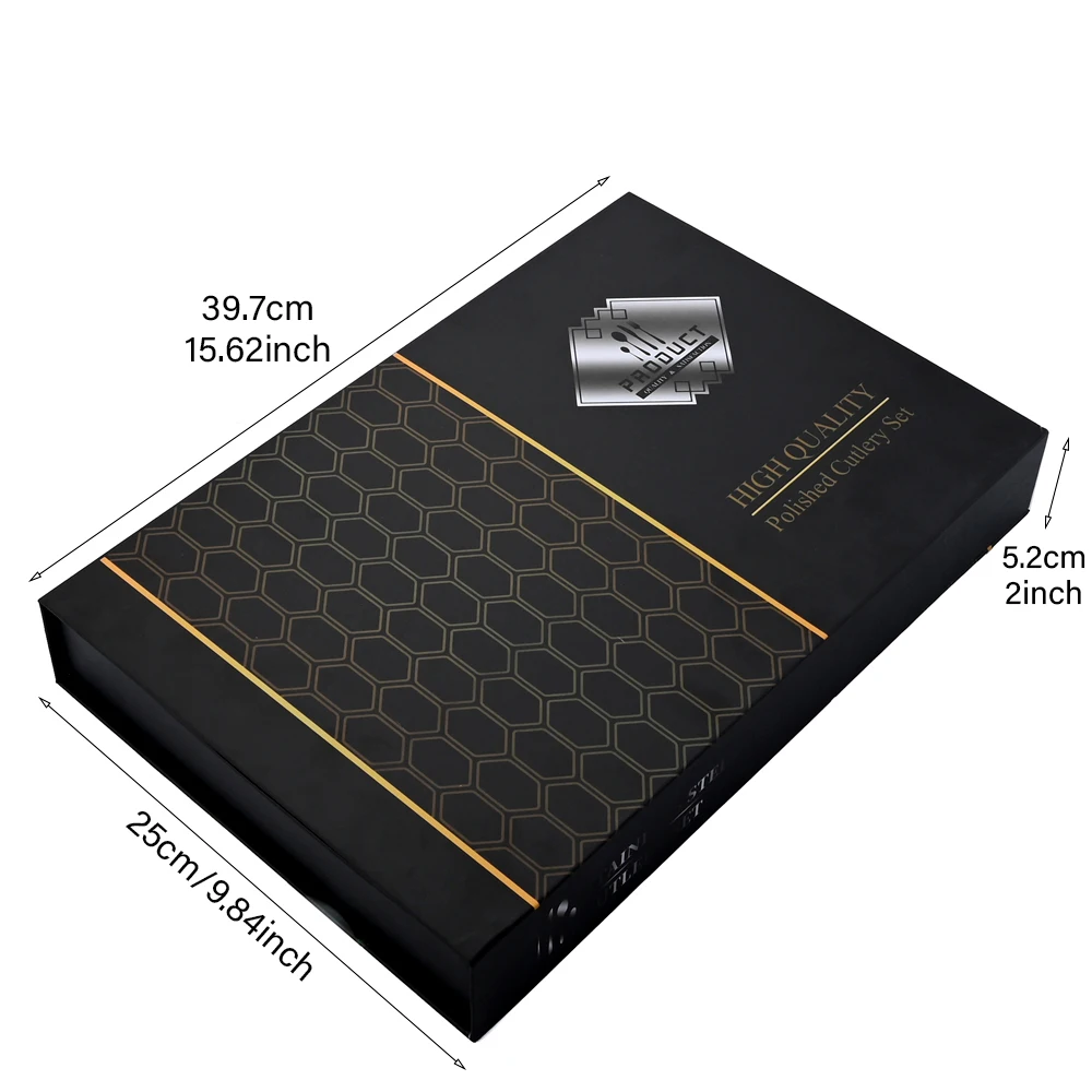 Description Picture 5 of item24pcs Gold Flatware Set Stainless Steel Cutlery Gift Box Set - Mirror Polished Luxury Western Food Steak Knife Spoon Suitable