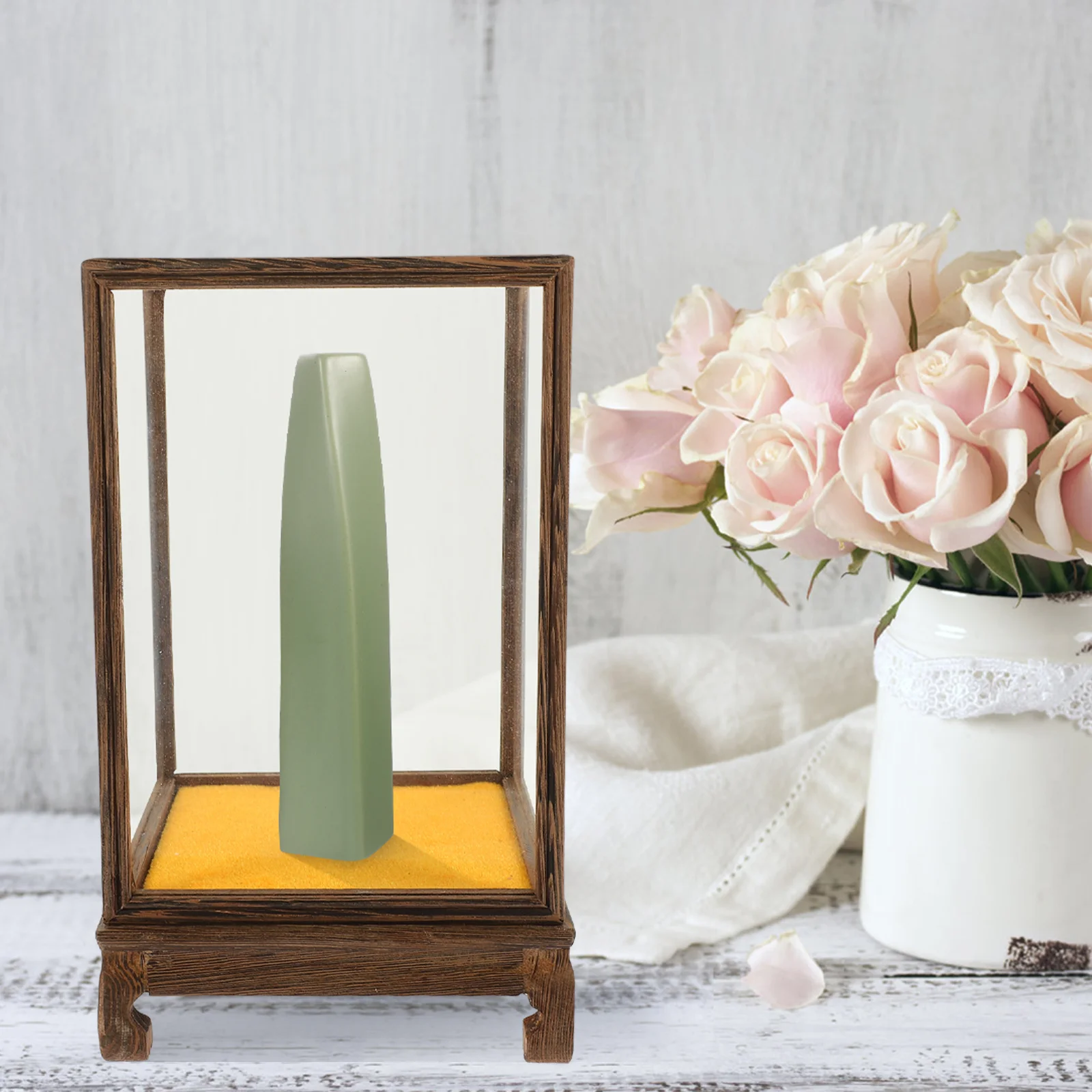 

Desktop Stand Square Display Rack Glass Antique Keepsake Decorative Box Doll Model Storage Acrylic Case
