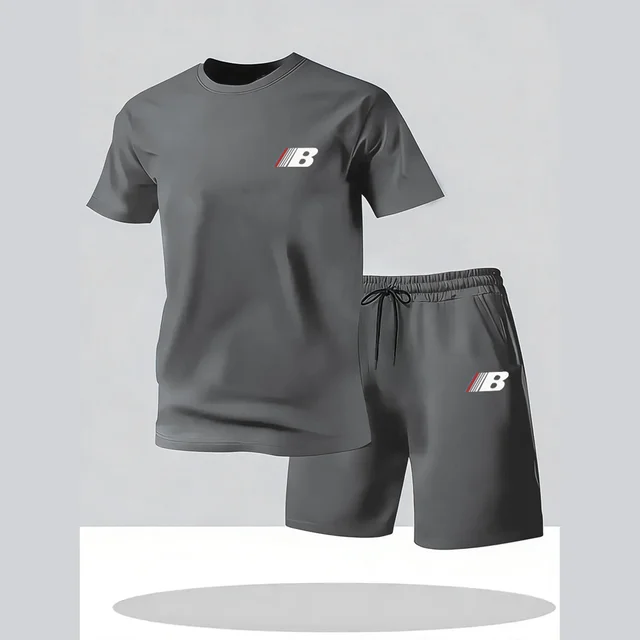 Ensemble de sport pour homme, style sportif, respirant, t-shirt à manches courtes + short, léger et confortable, ensemble décontracté 2 pièces 1