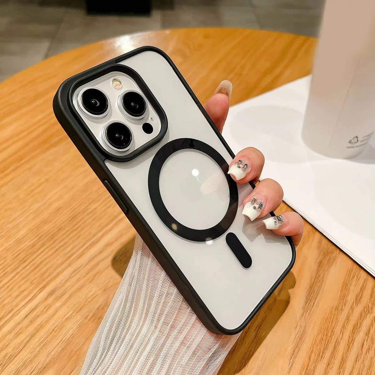 Transparent Magnetic Phone Case with Wireless Charging Capability - Acrylic Cover