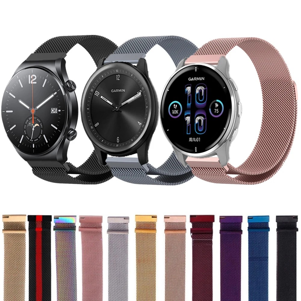 

Магнитный ремешок для Garmin CAME 2 Plus 43 мм, Vivomove Sport, Vivoactive 4 3, металлический ремешок для часов GarminMove Sport