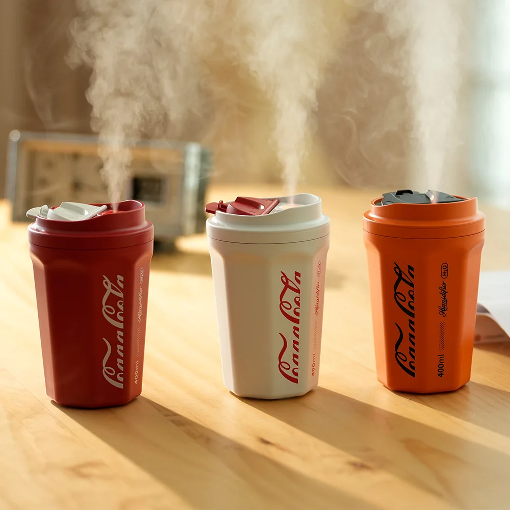 Creative Cocas Cola Cup Humidifier Home USB Charging 400ML High Capacity Car Air Humidifier 2021 new usb humidifier portable home indoor desktop 1 5l large capacity creative simple atomizer gift prevent drying