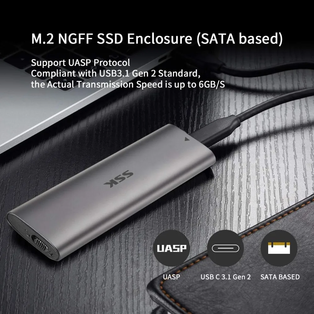 SSK ˷̴ M.2 SATA SSD Ŭ , USB 3.2 Gen 2 CŸ  SSD  , M2 SATA NGFF SSD UASP TRIM