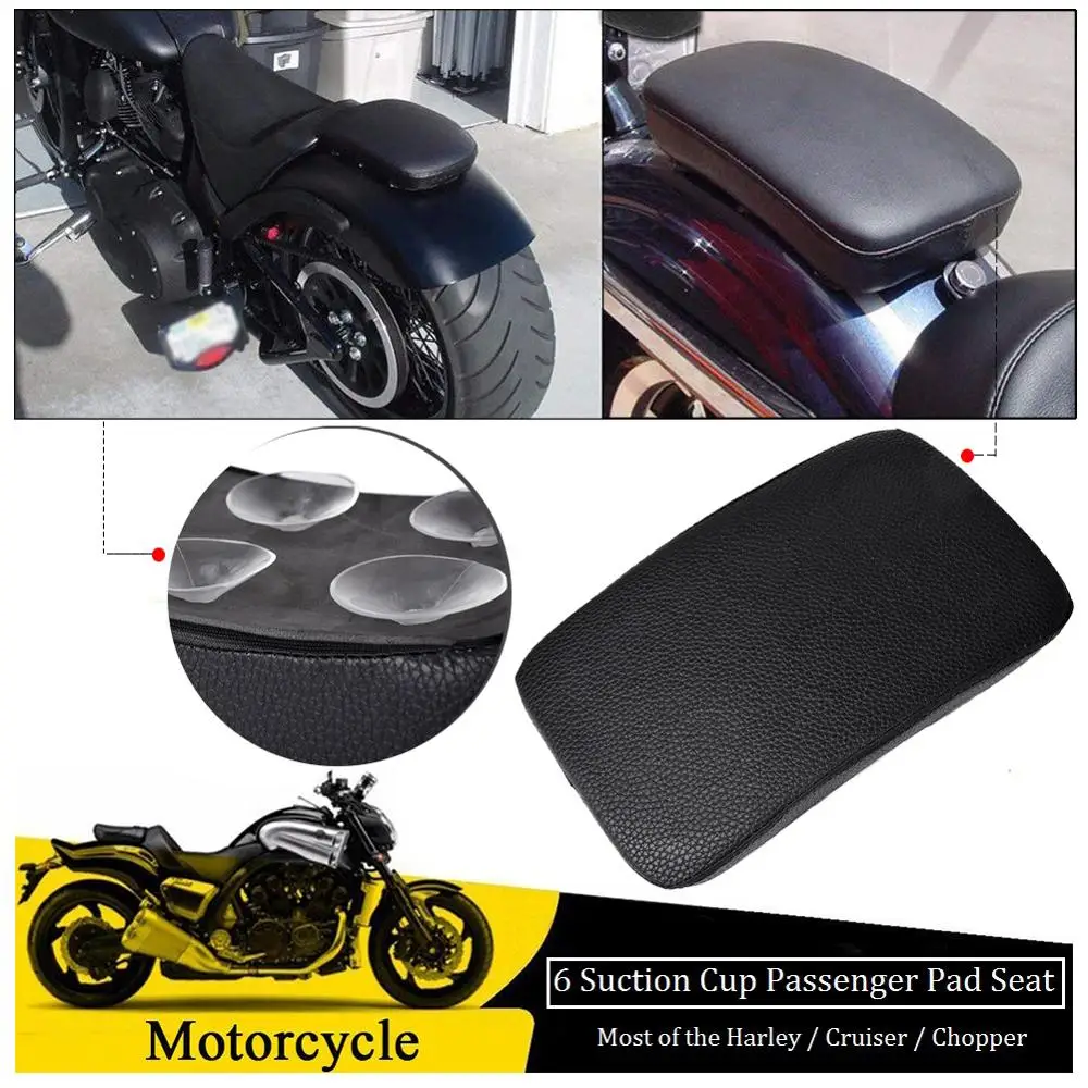 Motorcycle Universal Rear Passenger Suction Cups 6/8 Seat Pad Pillion Black For Harley Sportster XL 883 1200 Softail Touring Motorcycle Universal Rear Passenger Suction Cups 6/8 Seat Pad Pillion Black For Harley Sportster XL 883 1200 Softail Touring