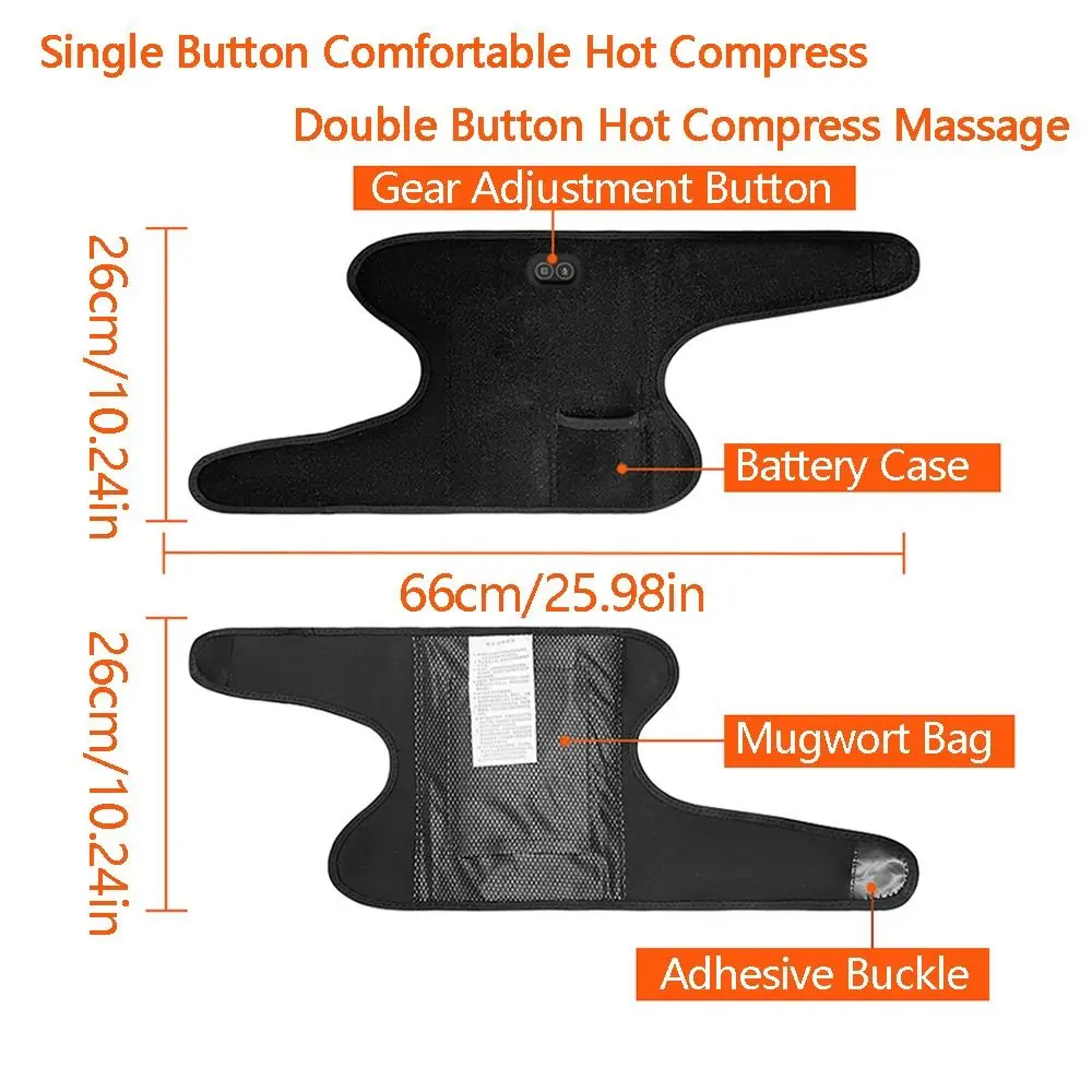 3 in 1 Heated Knee Wrap Black 3 Heat Levels Heated Knee Brace 6 Adjustable Vibrations Breathable Heating Vibration Massager