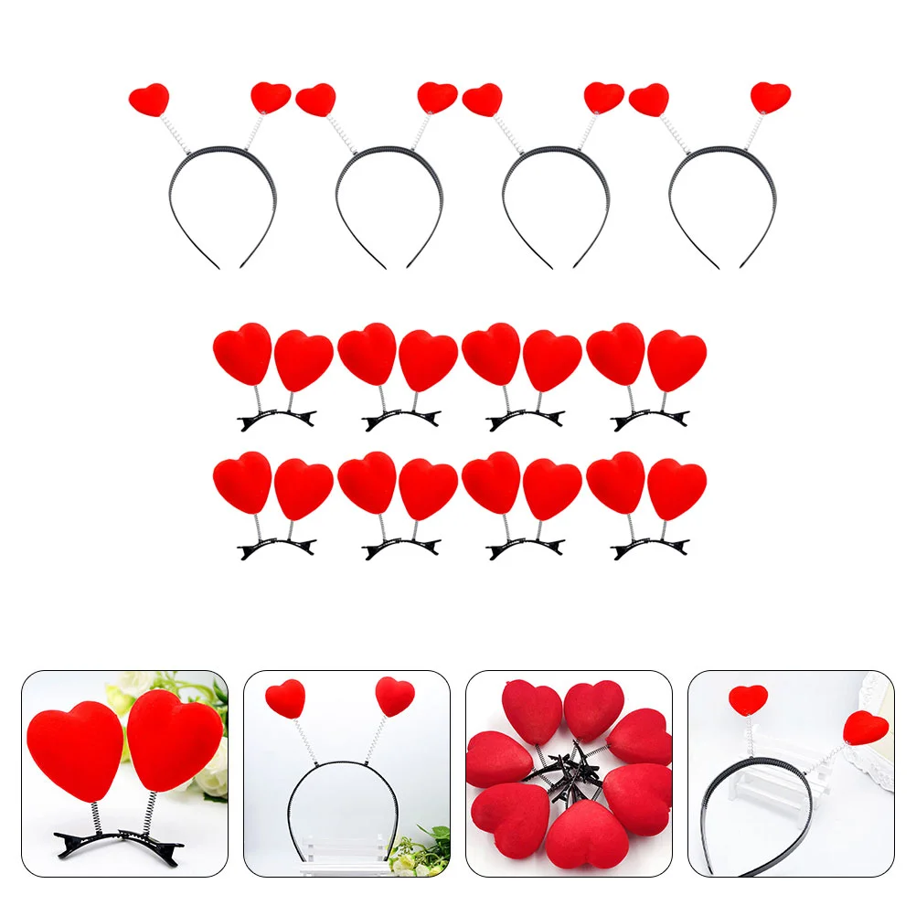 Heart Valentines Headband Hair Day Valentine Clips Love Accessories Women Bopper Cupid Headpiece